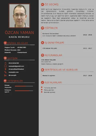 Hostes Örnek cv indir